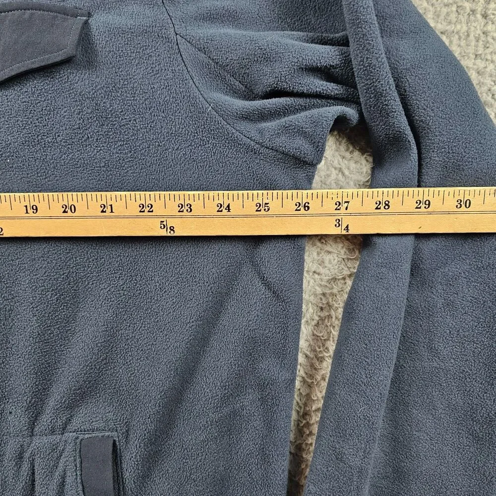 Duluth Trading Sweater Mens Large Blue Fleece Pullover 1/4 Button Relaxed Hiking